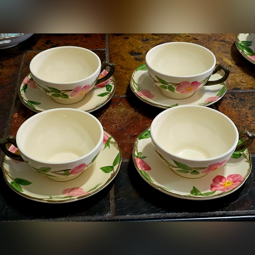 Desert Rose Tea/Coffee Cups & Saucers Set Of 8 Pieces. Price Is Firm